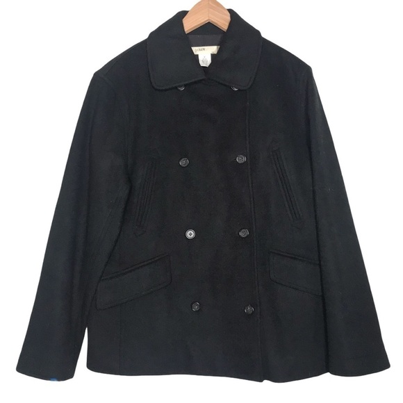 J. Crew black pea coat sz Medium - Picture 1 of 10
